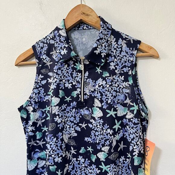 Sofibella UV Featherweight 1/4 Zip Golf Polo Top Size M Blue Sea Shell NEW - Picture 5 of 9